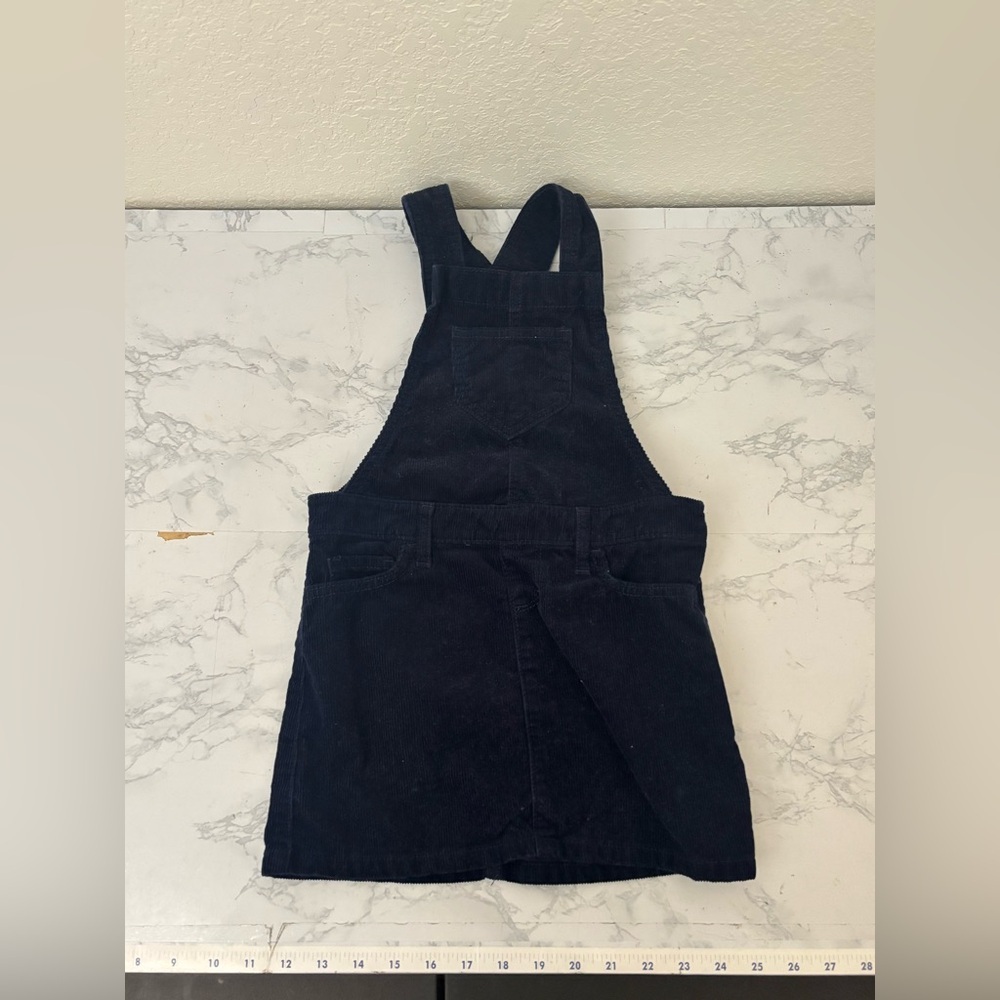 Childrens Place Girls Velour Overall Jumper Skirt Sz 5 Blue Bib Pockets​